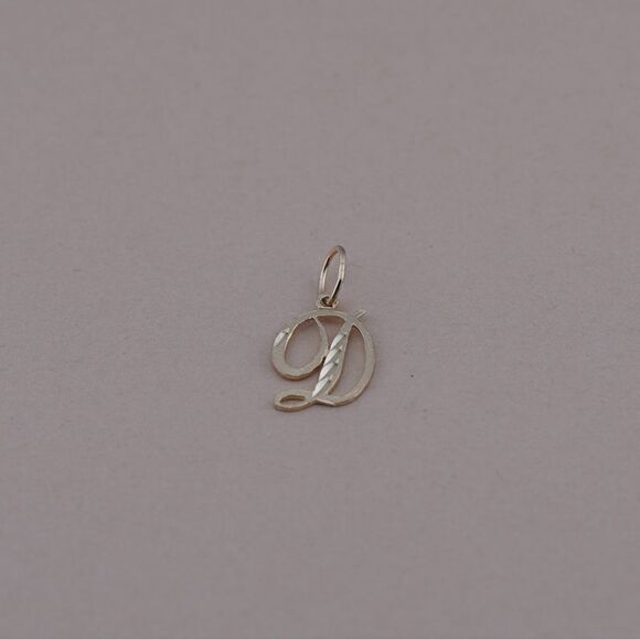 14k Real Gold Initial "D" Pendant | Charm- Real 14k Gold Letter "D" Pendant for - Picture 6 of 8